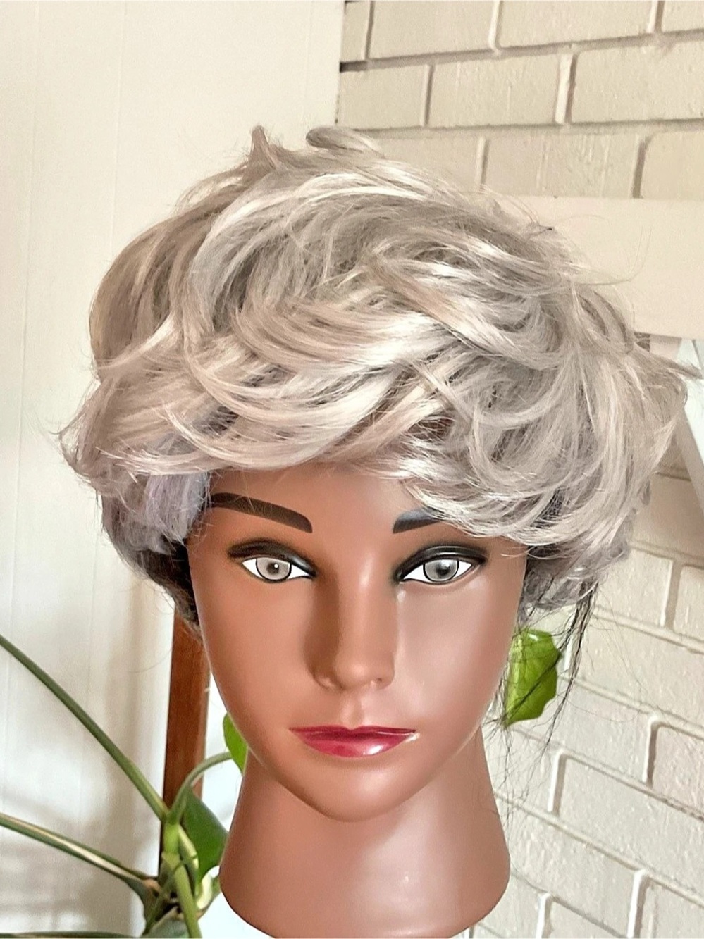 Short Curly Gray & White Wig
